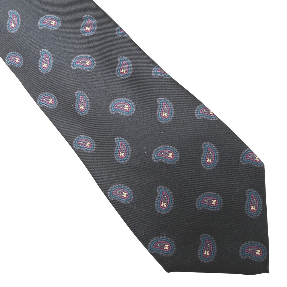 Robert Talbott Carmel Valley Silk Paisley Tie Gray Pink Blue Hand Sewn Italy